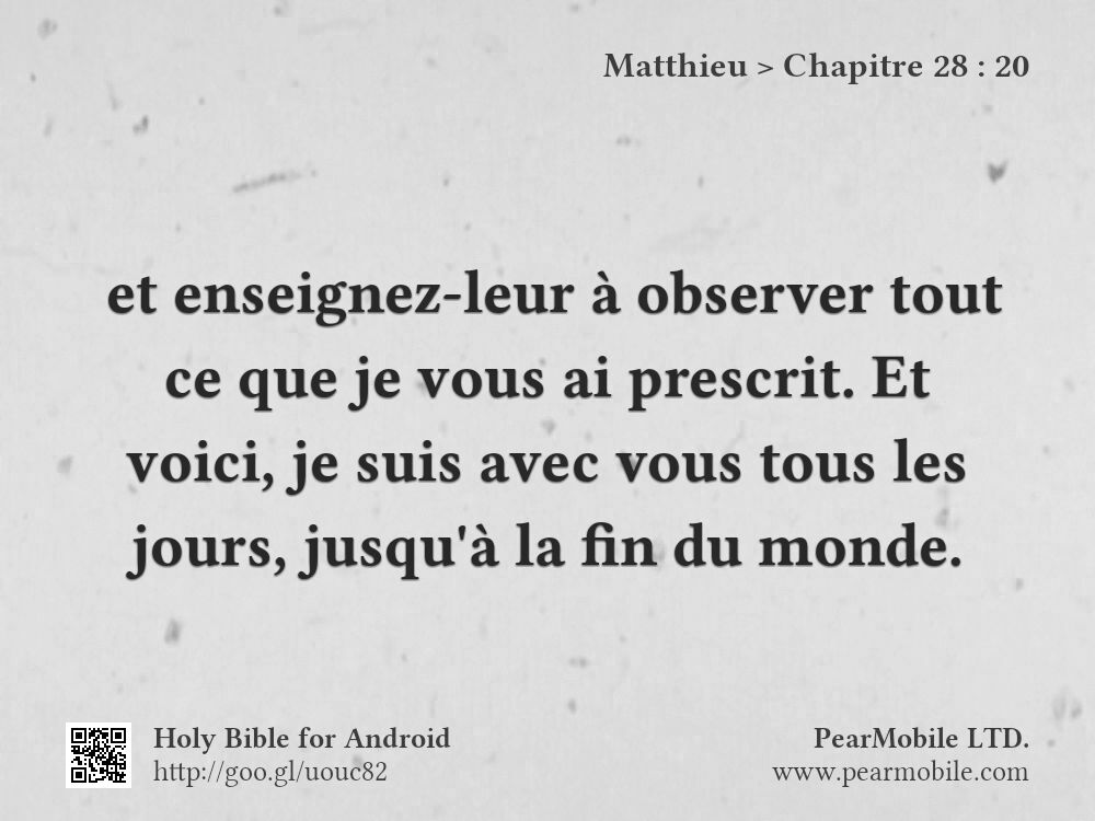 Matthieu, Chapitre 28:20